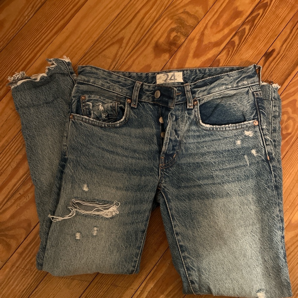 We the free blue denim distressed jeans